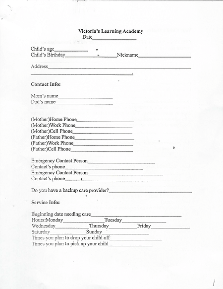 admissions form